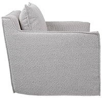 ivory grey boucle slipcover swivel chair