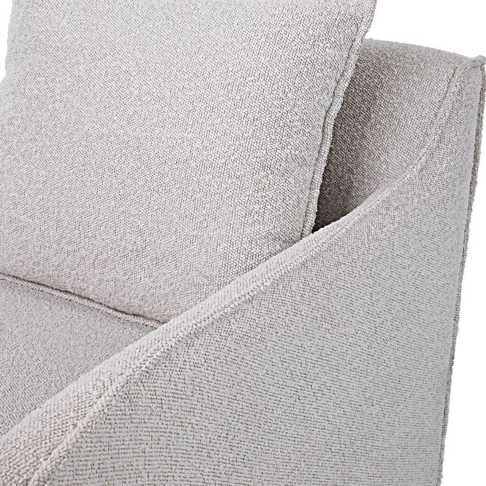 ivory grey boucle slipcover swivel chair