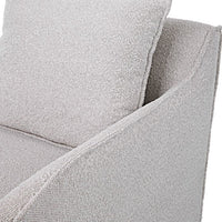 ivory grey boucle slipcover swivel chair