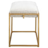 white faux shearling bench gold leaf iron