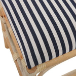 small bench wood rattan navy white stripe