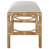 small bench wood rattan white