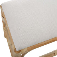small bench wood rattan white