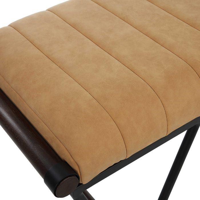 contemporary camel faux suede tufted iron frame