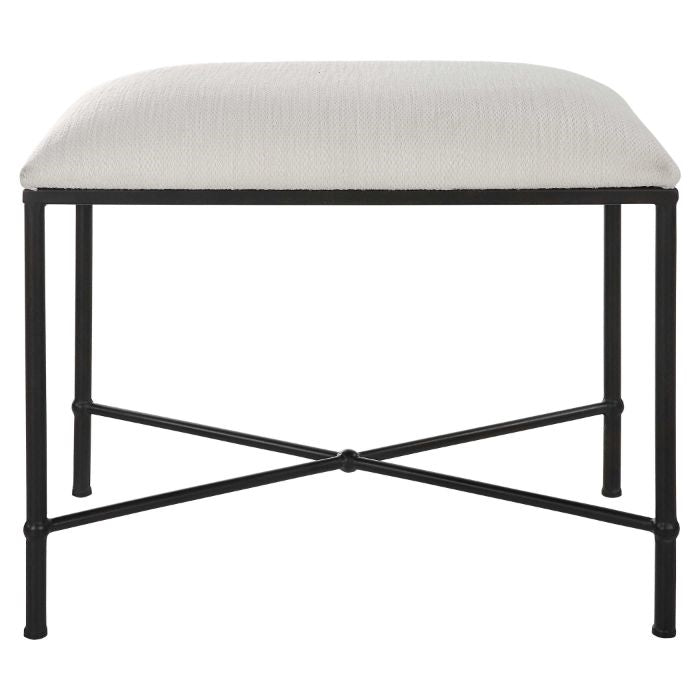 black white small bench upholstered seat modern
