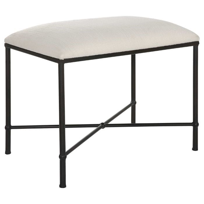black white small bench upholstered seat modern