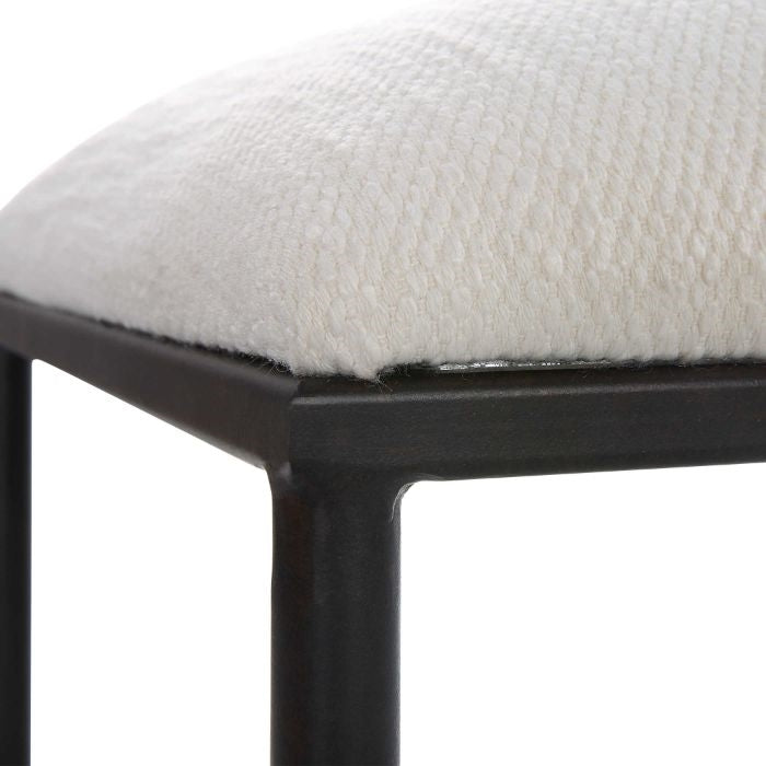 black white small bench upholstered seat modern
