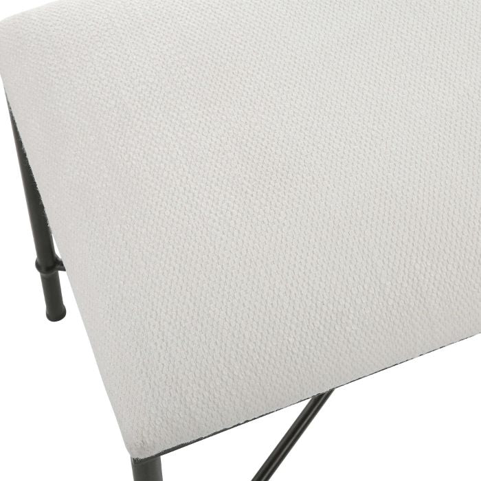 black white small bench upholstered seat modern