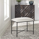 black white small bench upholstered seat modern