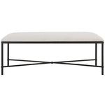 black white cushion iron frame bench