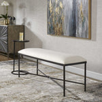 black white cushion iron frame bench