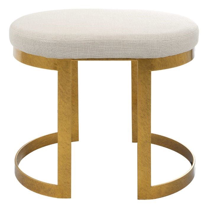 white matte black accent stool gold leaf base