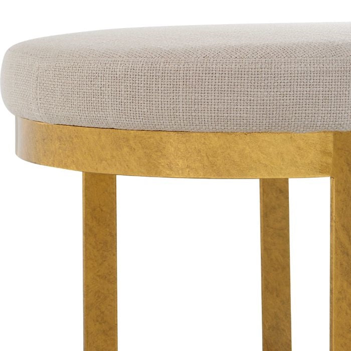 white matte black accent stool gold leaf base