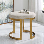 white matte black accent stool gold leaf base