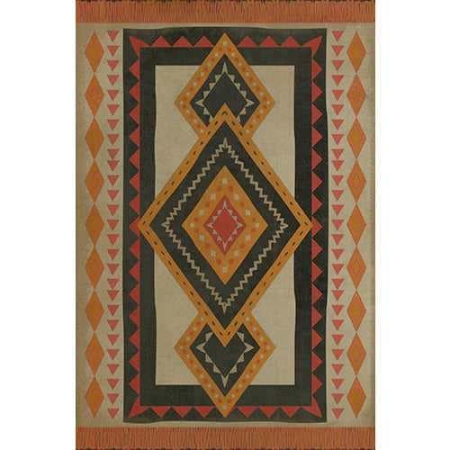 vinyl floor mat tribal pattern orange red