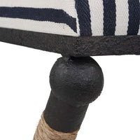 counter stool rope black iron navy cream stripe