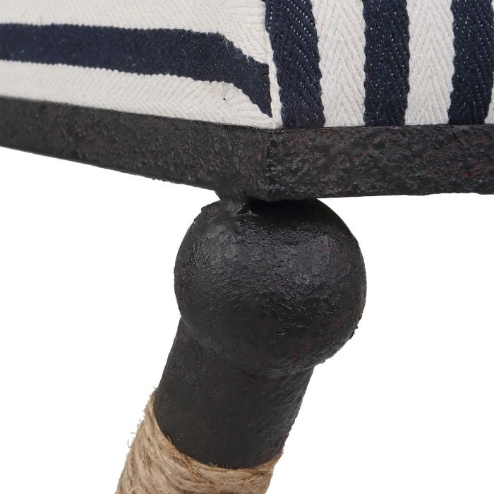 counter stool rope black iron navy cream stripe