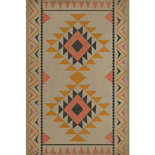 vinyl floor mat tribal pattern coral tan black