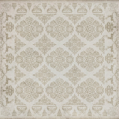 Vinyl Square Floor Mat - Tan & Cream Floral Pattern – BSEID