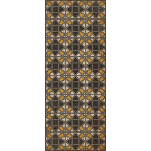 vinyl floor runner lattice tile pattern black orange tan