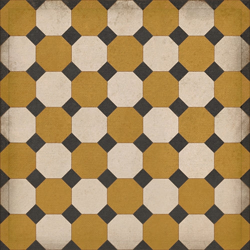 vinyl floor square mat octagons tan black cream