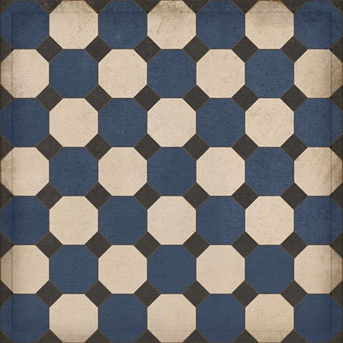 vinyl square floor mat octagons navy black cream