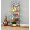 glass shelves gold leaf forged iron etagere