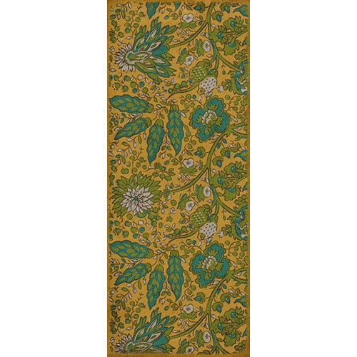 vinyl floor runner cloth vintage flowers yellow aqua teal green