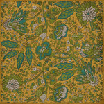 vinyl floor mat rug square cloth vintage flowers yellow aqua teal green