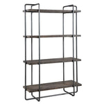 shelving unit four shelves industrial solid wood natural