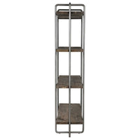 shelving unit four shelves industrial solid wood natural