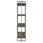 shelving unit four shelves industrial solid wood natural