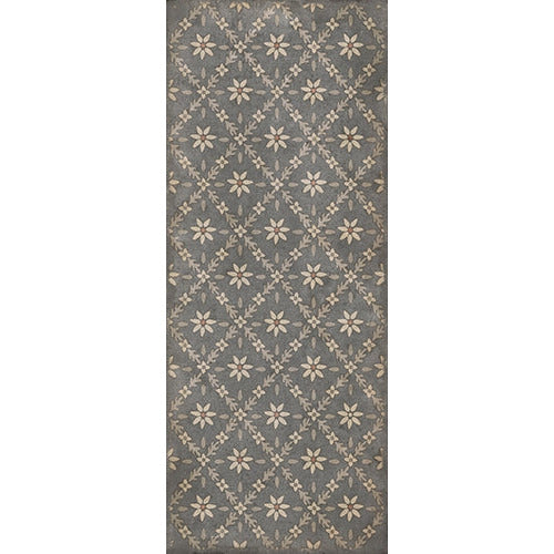 vinyl floor runner flower tile pattern tan gray