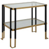 accent table side iron black gold 2-tier glass contemporary