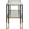 accent table side iron black gold 2-tier glass contemporary