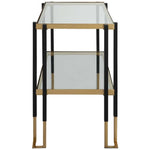 accent table side iron black gold 2-tier glass contemporary