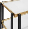 accent table side iron black gold 2-tier glass contemporary
