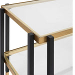 accent table side iron black gold 2-tier glass contemporary