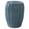 aqua blue round garden stool hand carved