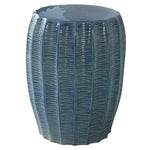 aqua blue round garden stool hand carved