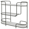 trolley bar console satin black tempered glass shelves