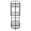 trolley bar console satin black tempered glass shelves
