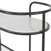 trolley bar console satin black tempered glass shelves