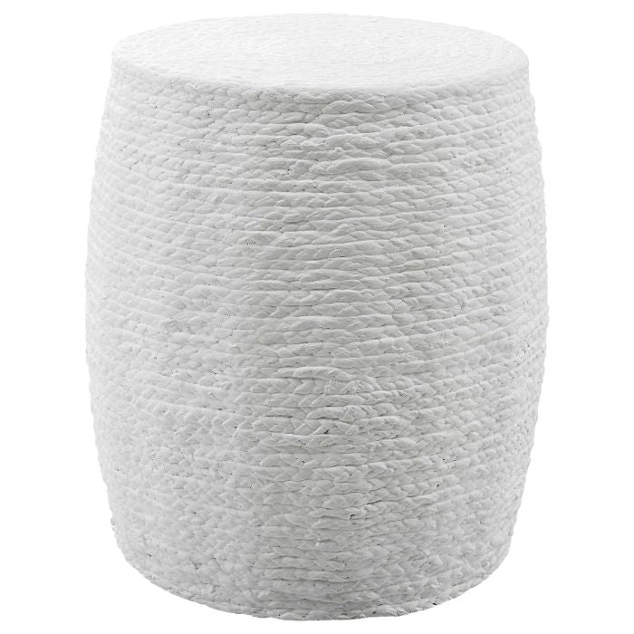 white round braided straw side table accent stool