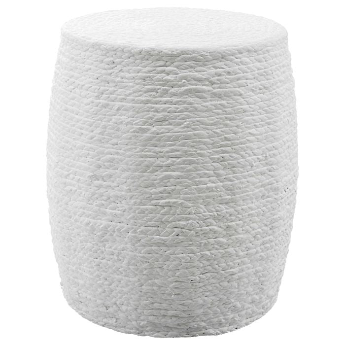 white round braided straw side table accent stool