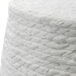 white round braided straw side table accent stool