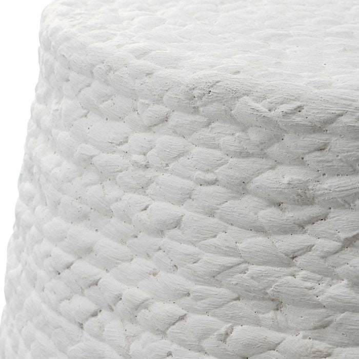 white round braided straw side table accent stool