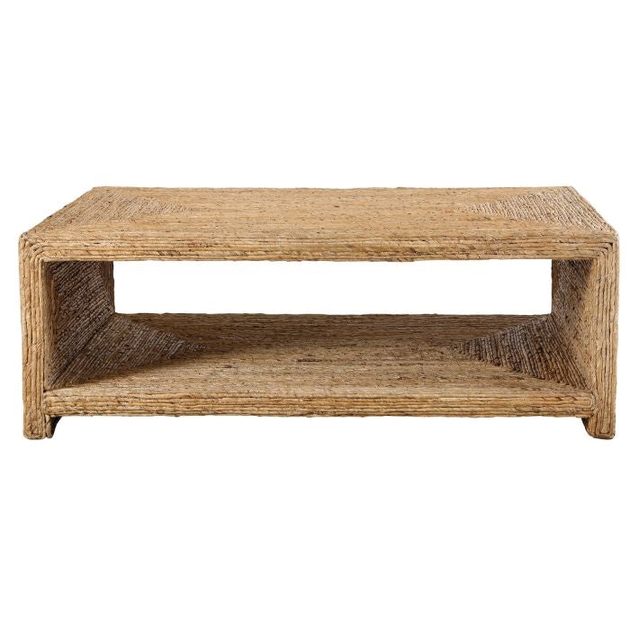 open design natural banana plant coffee table coastal