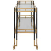 bar cart black brushed gold glass shelves casters