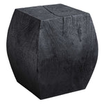 rustic black solid wood accent table stool bowed corners